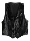 Sapio Cavallino Velvet Effect Gilet In Black