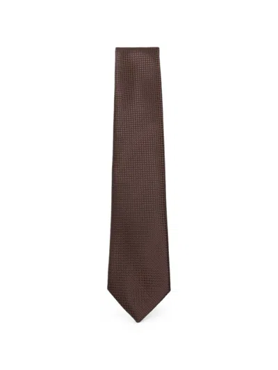Sapio Check-pattern Tie In Brown