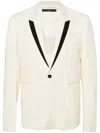 Sapio Contrasting-trim Single-breasted Blazer In White