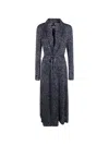 Sapio Devoré Belted Coat In Blue