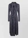 Sapio Devoree Midi Dress Belted Waist Buttons In Gray