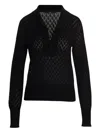 Sapio Diamond Pattern Knit Polo Shirt In Black