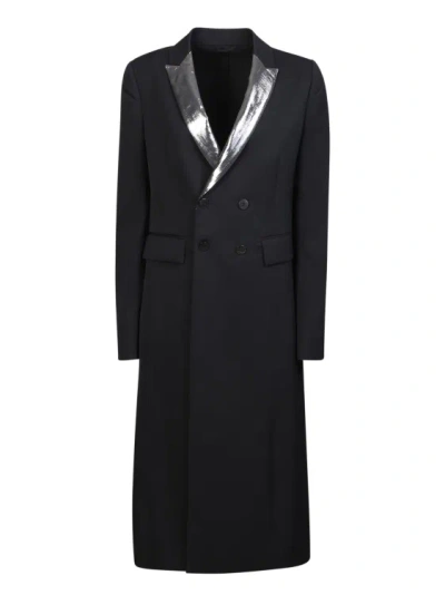 Sapio Gabardine Smoking Double Breasted Coat In Black