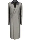 Sapio Long Textured Coat Notch Lapel In Gray