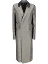 Sapio Long Textured Coat Notch Lapel In Gray