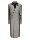 Sapio Long Textured Coat Notch Lapel In Gray