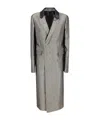 Sapio Long Textured Coat Notch Lapel In Gray