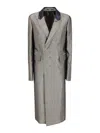 Sapio Long Textured Coat Notch Lapel In Gray