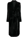 Sapio Double-breasted Velvet-effect Coat In Black