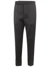 Sapio Satin Trousers With Belt Loops And Cuffed Hem In Black