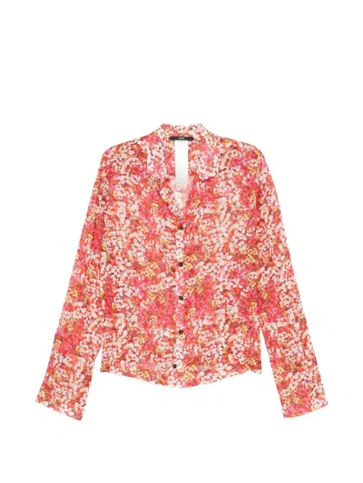 Sapio Floral-print Chiffon Shirt In Orange