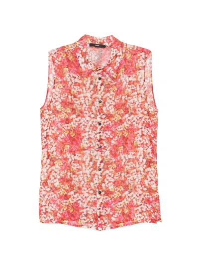 Sapio Floral-print Sleeveless Shirt In Orange
