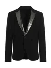 Sapio Lapel Detail Smoking Blazer With Flap Pockets In Black