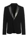 Sapio Lapel Detail Smoking Blazer With Flap Pockets In Black