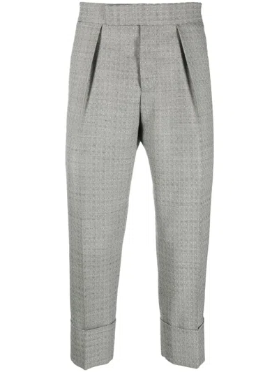 Sapio Graphic-print Cropped Tailored Trousers In Grey
