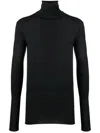 Sapio Slim-fit High-neck Long-sleeve T-shirt In Black
