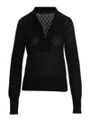 Sapio Diamond Pattern Knit Polo Shirt In Black