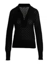 Sapio Diamond Pattern Knit Polo Shirt In Black