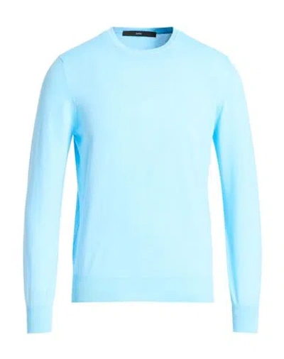 Sapio Man Sweater Azure Size 46 Cotton In Blue