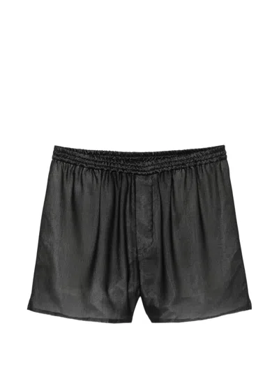Sapio Mesh-texture Gathered Shorts In Black