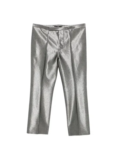 Sapio Metallic-effect Pressed-crease Trousers In Silver