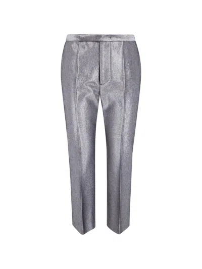 Sapio Metallic-finish Pressed-crease Jeans In Silver