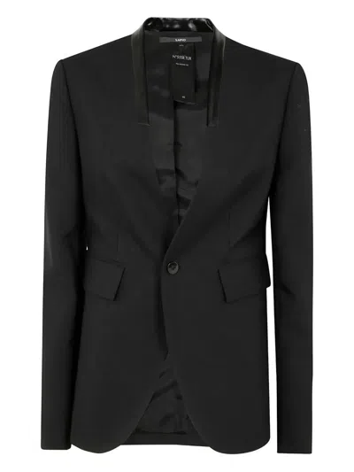 SAPIO MOHAIR TUX SINGLE BREASTED BLAZER,N55SR.MOHAIRT BLACK