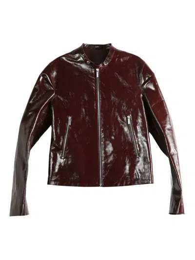Sapio N 6 Zip Calf Leather Jacket In Burgundy