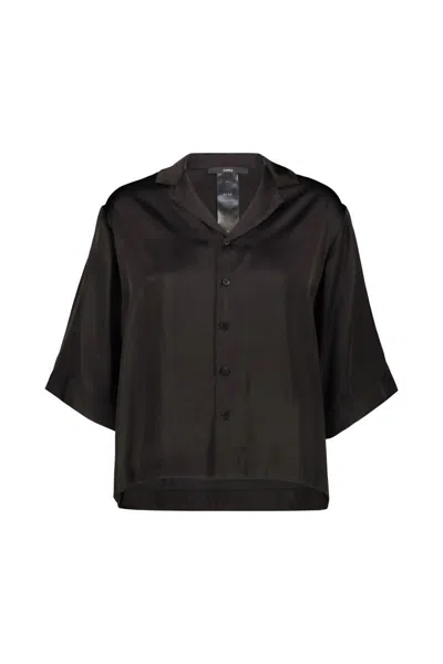 Sapio N38 Cupro Satin Shirt In Black