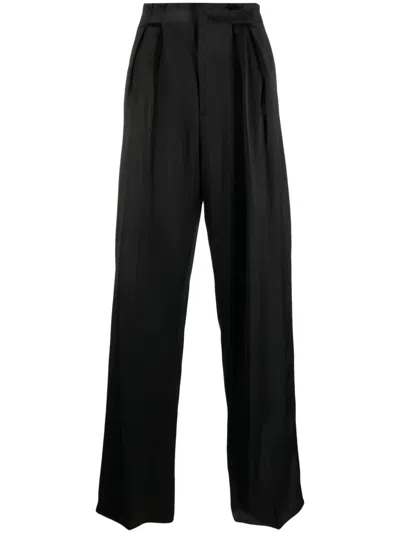 Sapio N41 Satin-finish Tailored Trousers In Black