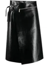Sapio N45 Leather Midi Skirt In Black