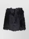 Sapio Plush Faux Fur Shrug Style Coat In Black