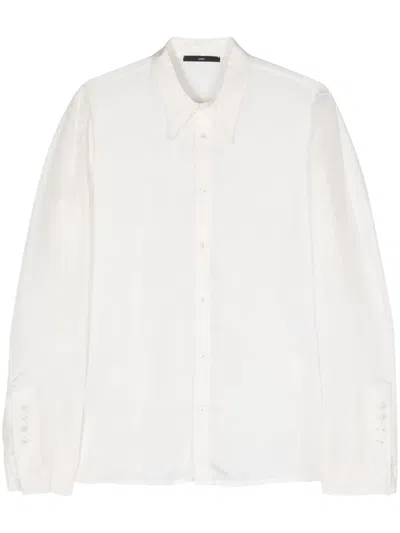 Sapio Pointed-collar Twill Shirt In White