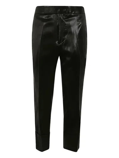 Sapio Satin-finish Cuffed Trousers In Black