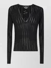 Sapio Viscose Crepe De Chine V Neck Sweater In Black