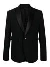 Sapio Peak Lapels Cotton-wool Blazer In Black