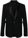 Sapio Peak Lapels Cotton-wool Blazer In Black