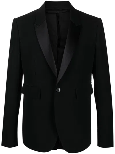 Sapio Single-breasted Cotton-wool Blazer In Nero