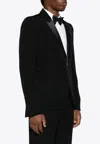 Sapio Single-breasted Tuxedo Wool Blazer In Black