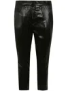 Sapio Cropped Trousers With Shiny Finish And Side Pocket In Black