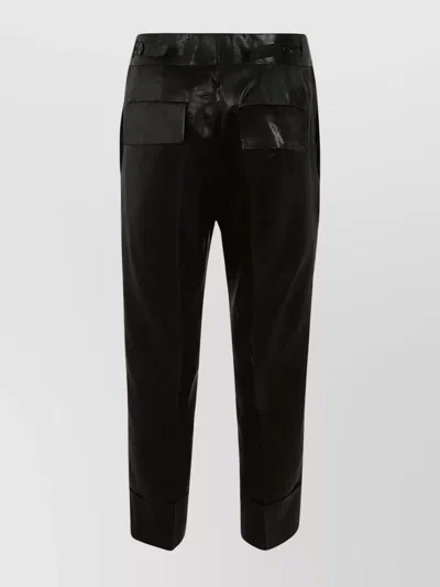 Sapio Slim Trousers Cuffed Hem In Black
