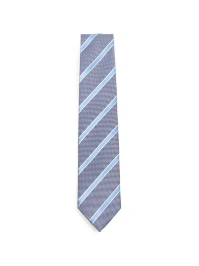 Sapio Striped Textured-finish Tie In Blue
