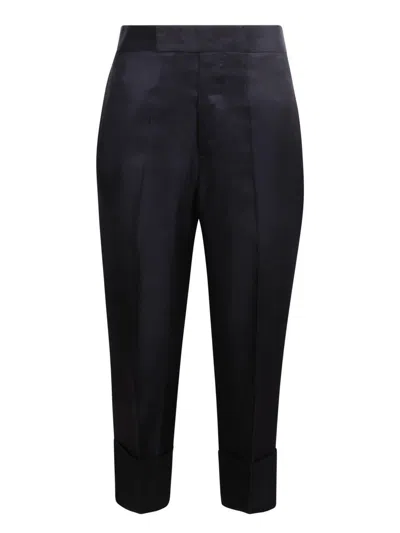 Sapio Silk Cropped Trousers In Black