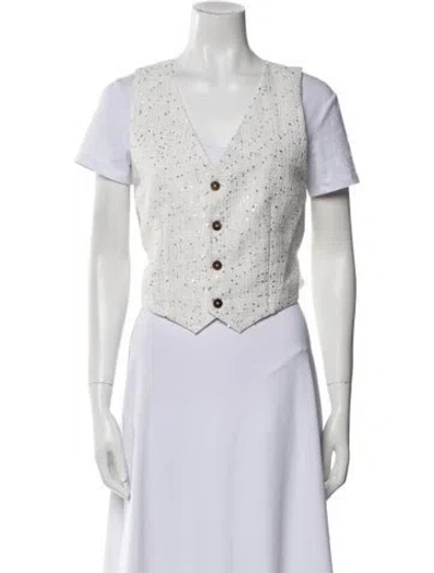 Pre-owned Sapio Tweed Pattern Vest W/ Tags In White