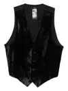 Sapio Velvet-front Waistcoat In Black