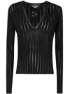 Sapio Viscose Crepe De Chine V Neck Sweater Clothing In Black