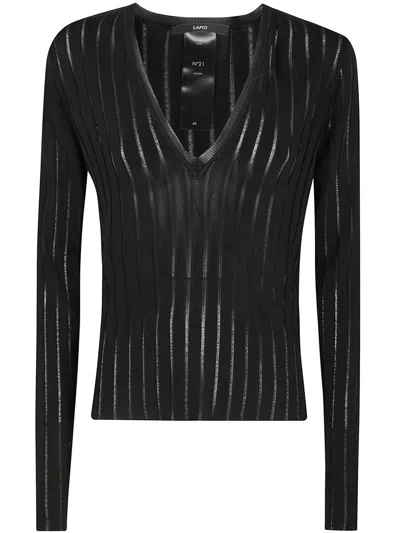 Sapio Viscose Crepe De Chine V Neck Sweater Clothing In Black