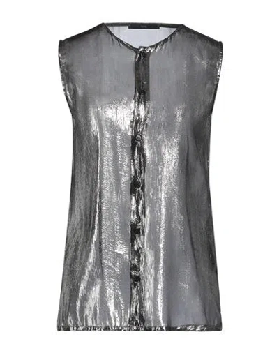 Sapio Woman Shirt Silver Size 2 Silk, Polyester