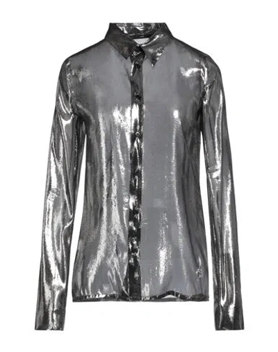 Sapio Woman Shirt Silver Size 6 Silk, Polyester