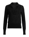 Sapio Diamond Pattern Knit Polo Shirt In Black